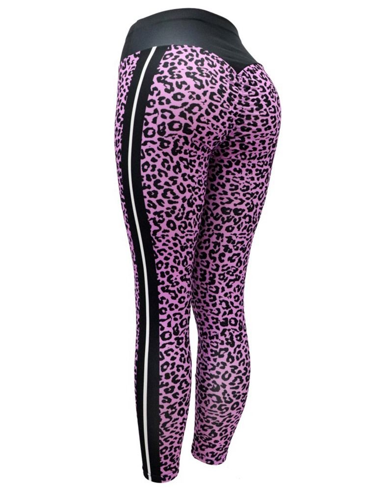 Leopardmönster Andningsbara Kvinnors Yogabyxor Tiktok Leggings Med Hög Midja