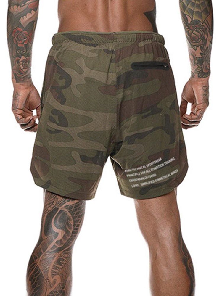 Män Hidden Pocket Camouflage Shorts Sommarsportbyxor