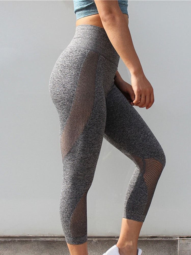 Patchwork Andningsbara Mid-calf Leggings För Kvinnor Yogabyxor Hög Midja Tiktok Leggings