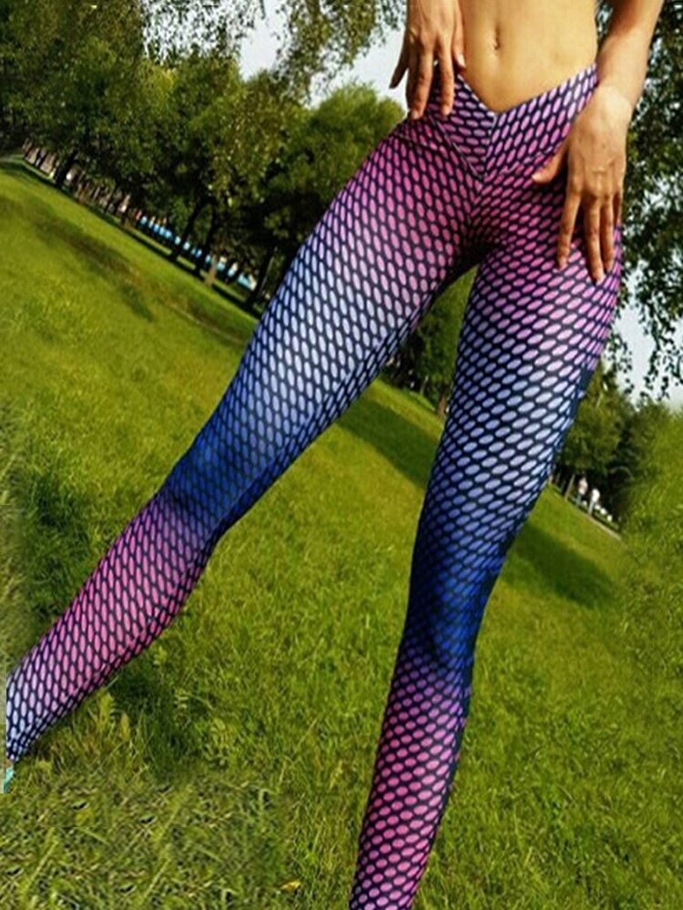 Polyester Brevtryck För Kvinnliga Yogabyxor Med Hög Midja Tiktok Leggings