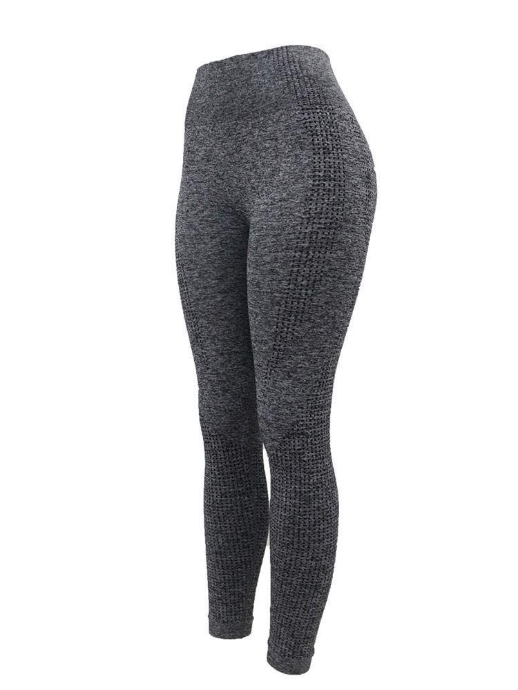 Polyester Solid Sömlös Led Andas Kvinnlig Fotlängd Yogabyxor Hög Midja Tiktok Leggings