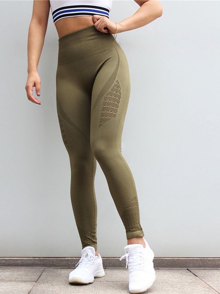 Snabbtorkning Av Nylon I Solid Tennis I Full Längd Leggings Yoga Hög Midja Tiktok Leggings