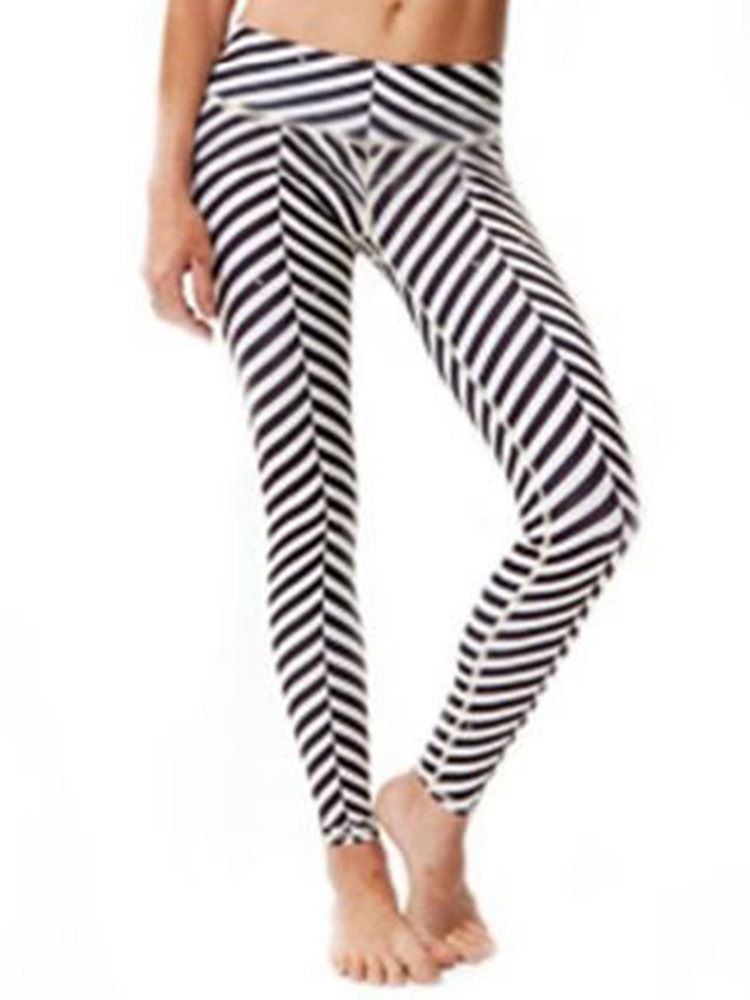 Snabbtorkning För Kvinnor Zebra Stripe Yogabyxor Med Hög Midja Tiktok Leggings