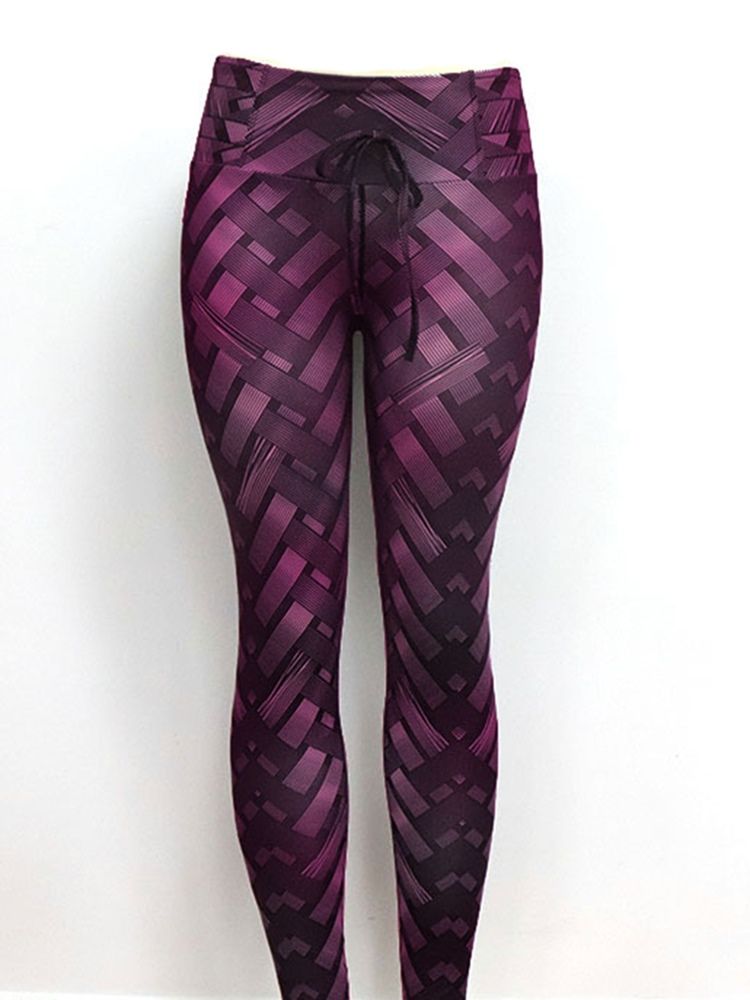 Solid Weave-tryck Yogabyxor För Kvinnor Hög Midja Tiktok Leggings