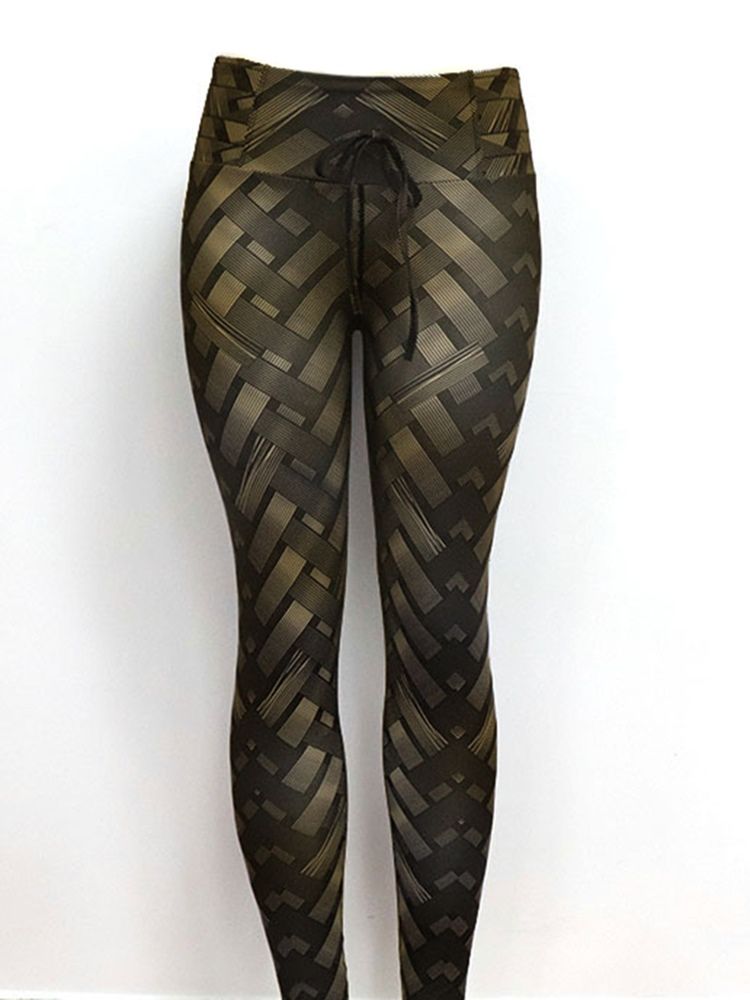 Solid Weave-tryck Yogabyxor För Kvinnor Hög Midja Tiktok Leggings