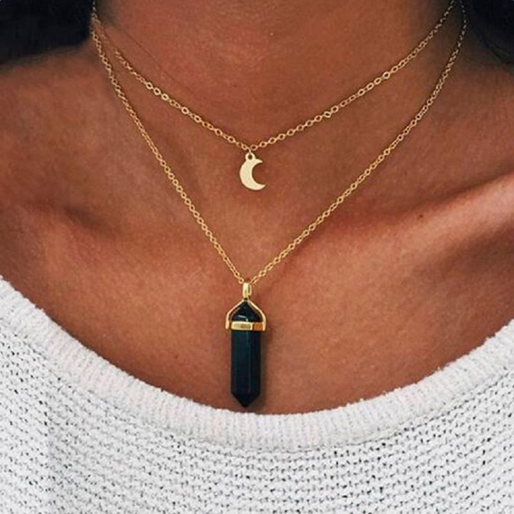 Double-layer Moon Bullet Halsband För Kvinnor