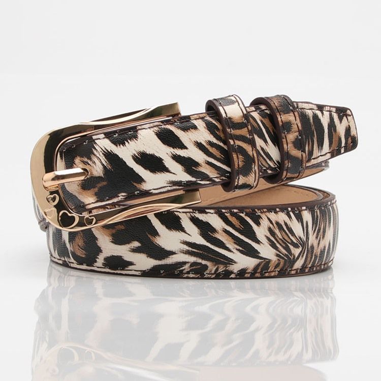 Fashion Pin Buckle Leopard Print Pu Belt