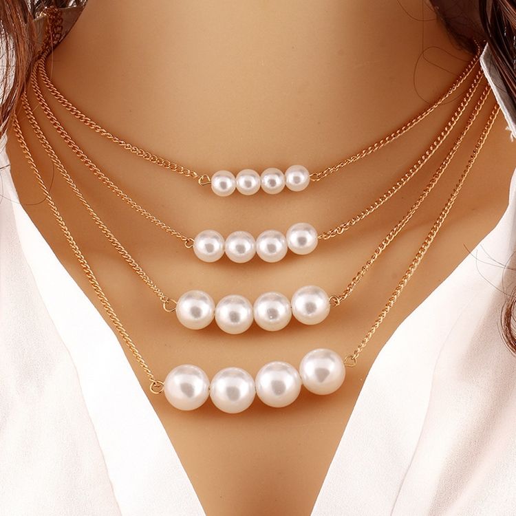 Hot Multilayer Pearl Pendant Charm Necklace