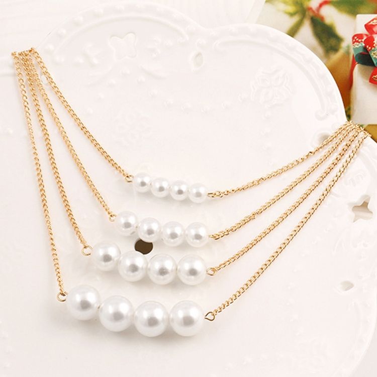 Hot Multilayer Pearl Pendant Charm Necklace