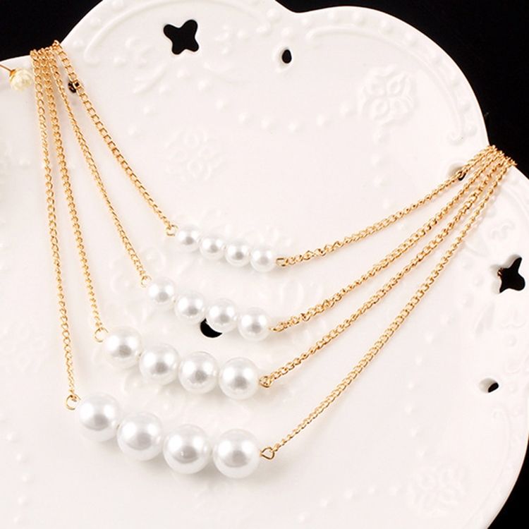 Hot Multilayer Pearl Pendant Charm Necklace