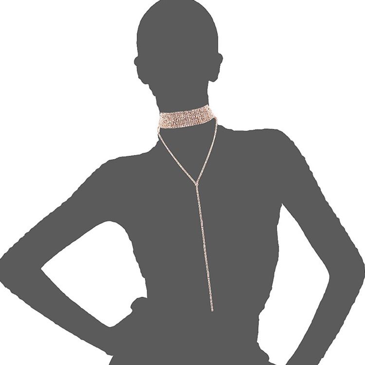 Mousserande Full Rhinestone Choker Halsband