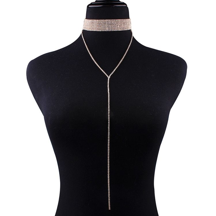 Mousserande Full Rhinestone Choker Halsband