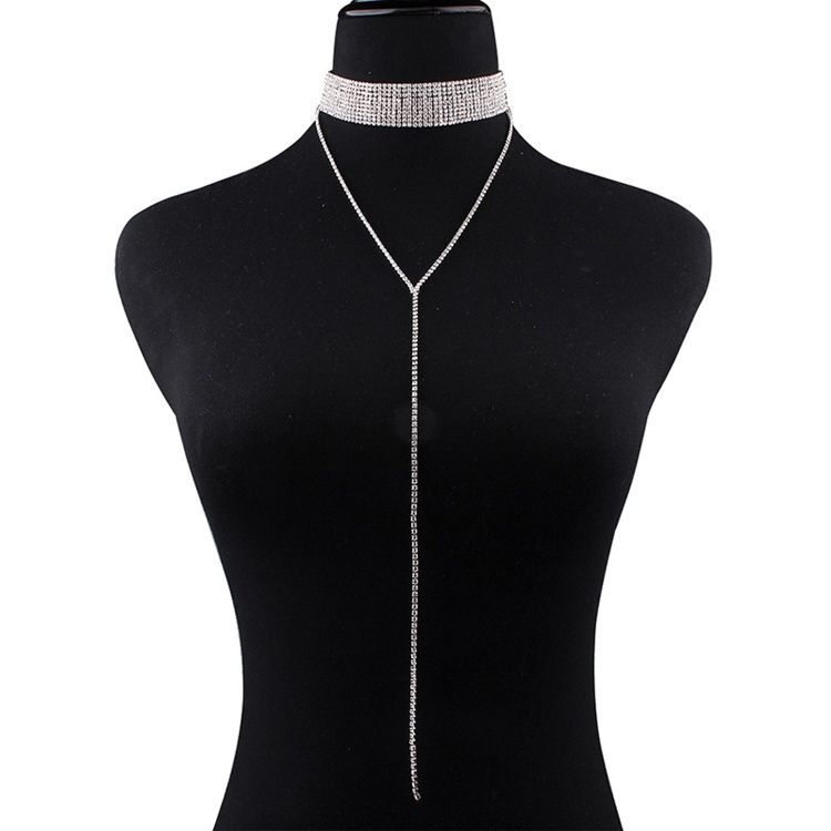 Mousserande Full Rhinestone Choker Halsband