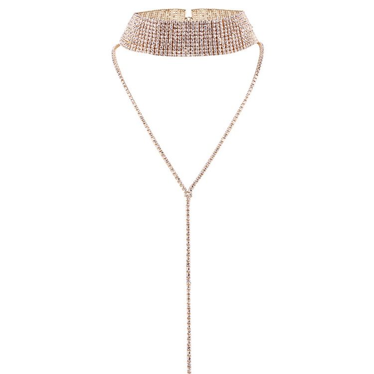 Mousserande Full Rhinestone Choker Halsband