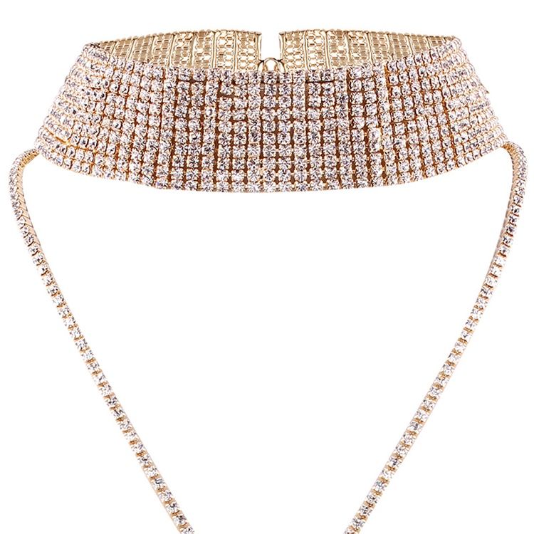 Mousserande Full Rhinestone Choker Halsband