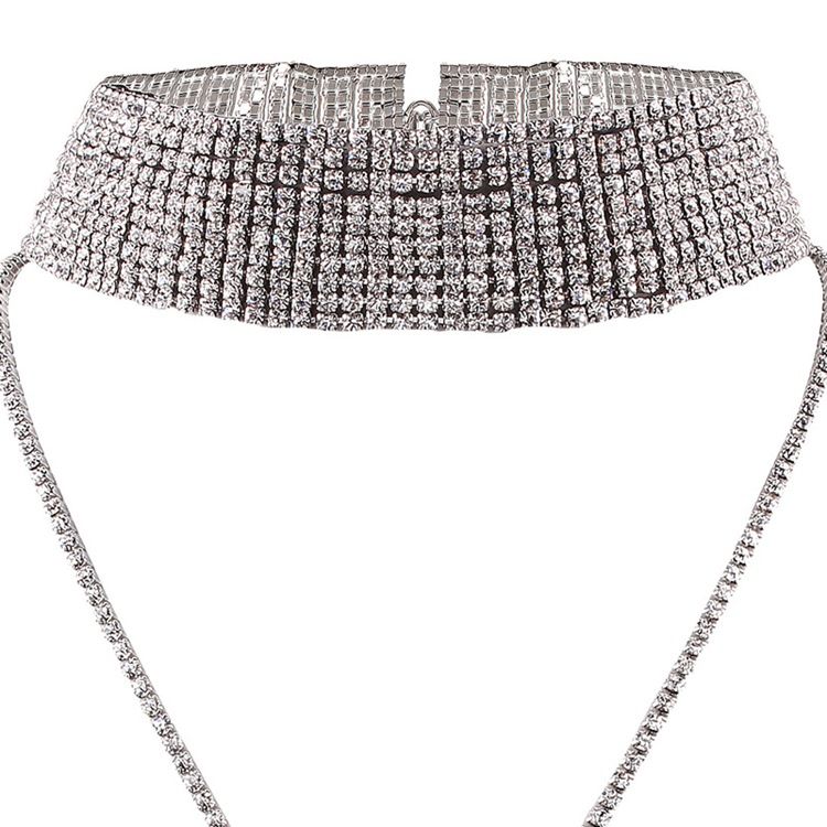 Mousserande Full Rhinestone Choker Halsband