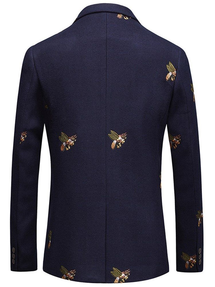 Animal Embroidery One Button Lapel Mens Casual Ball Blazer