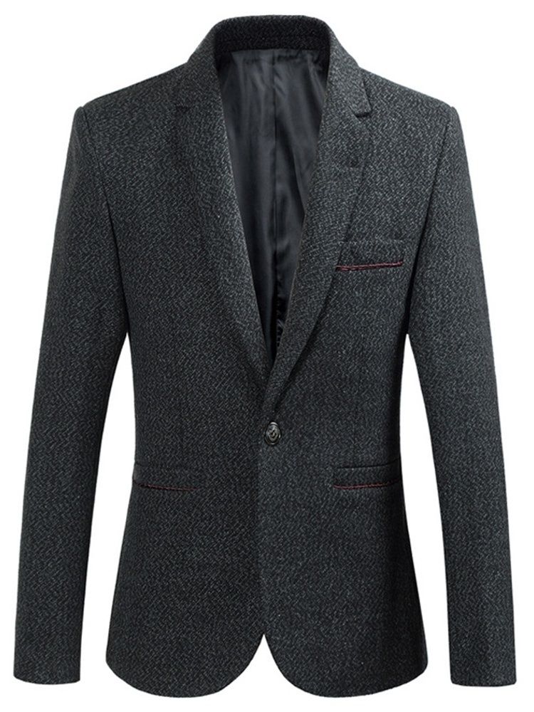 Button Style Notched Lapel Casual Men's Leisure Blazers