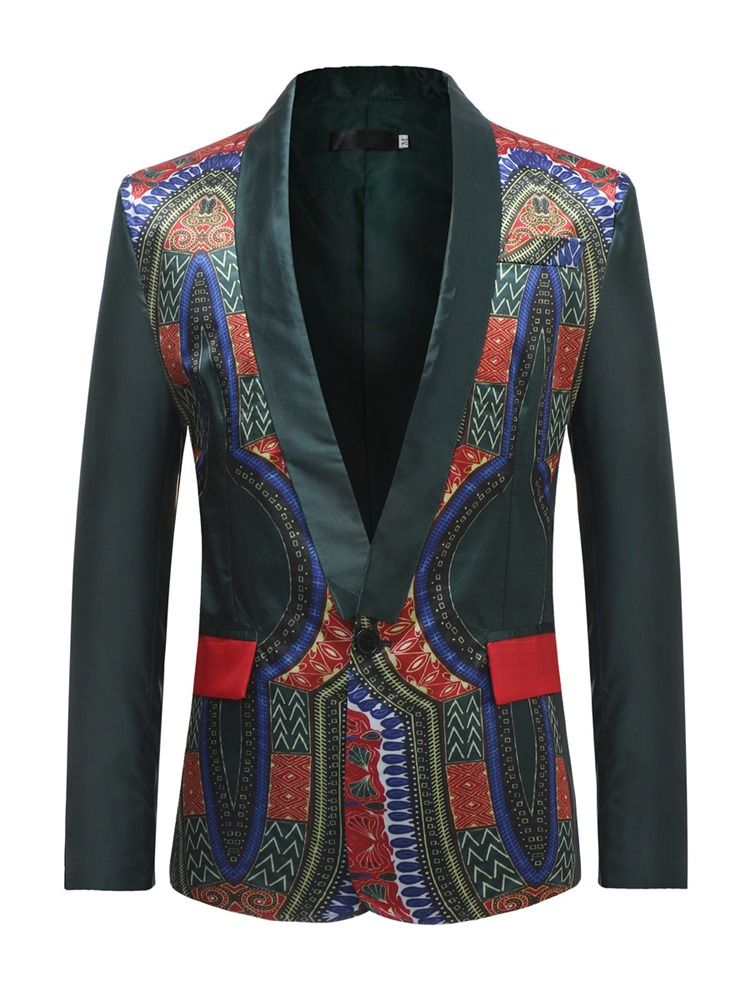 Dashiki Print One Button Mens Blazer