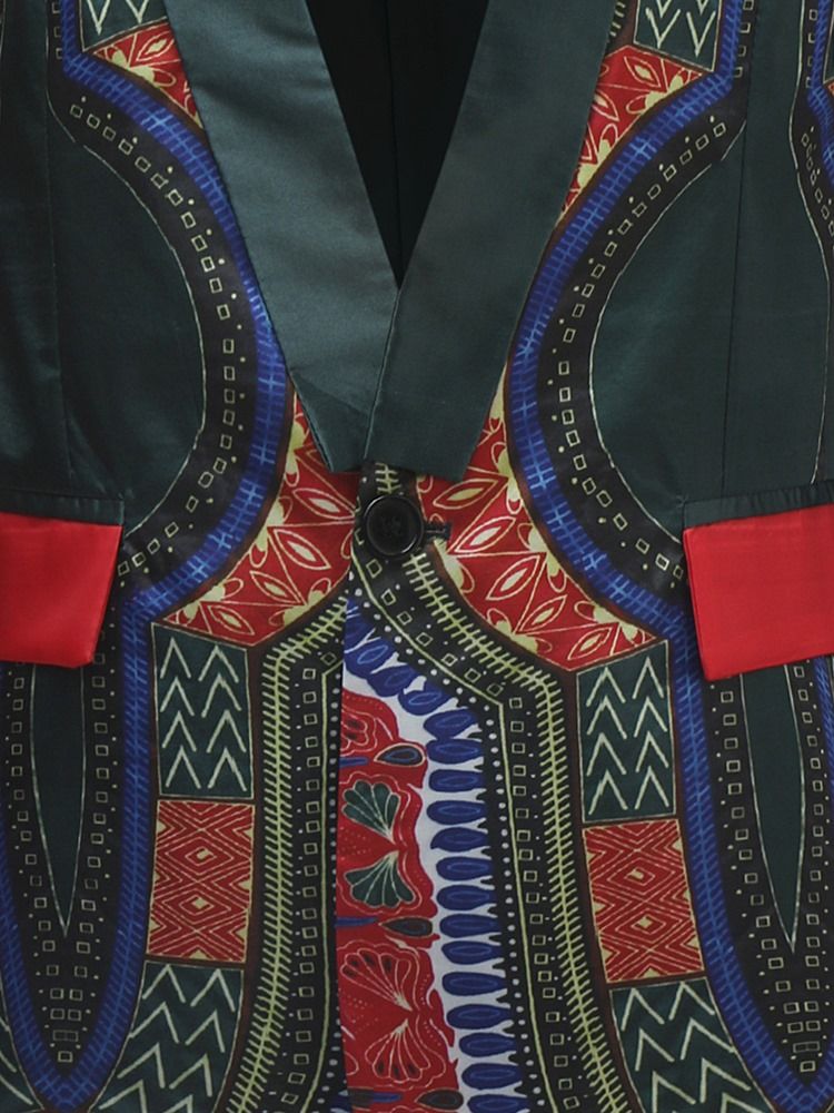 Dashiki Print One Button Mens Blazer