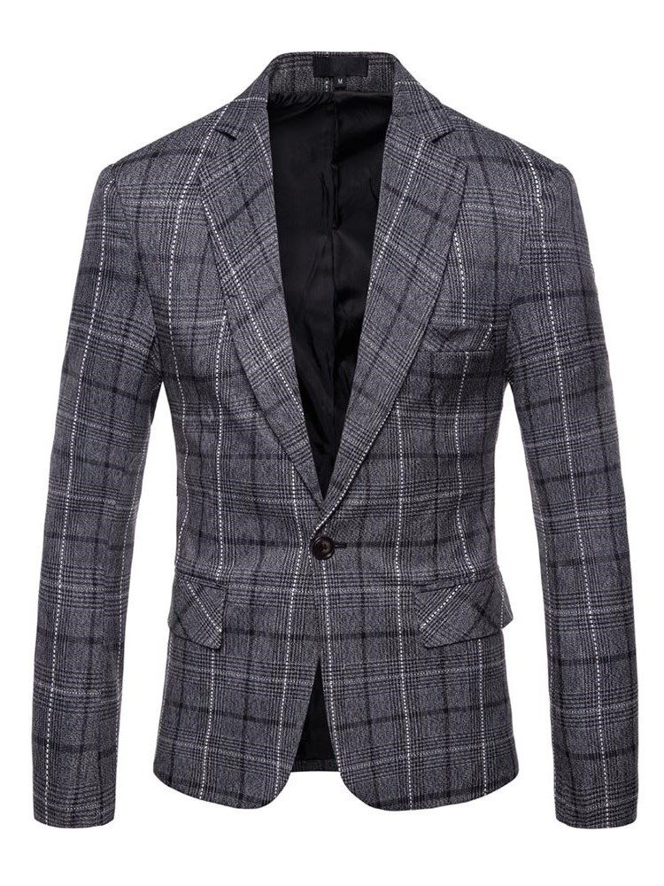 Ericdres Plaid One Button Straight Mens Casual Blazer