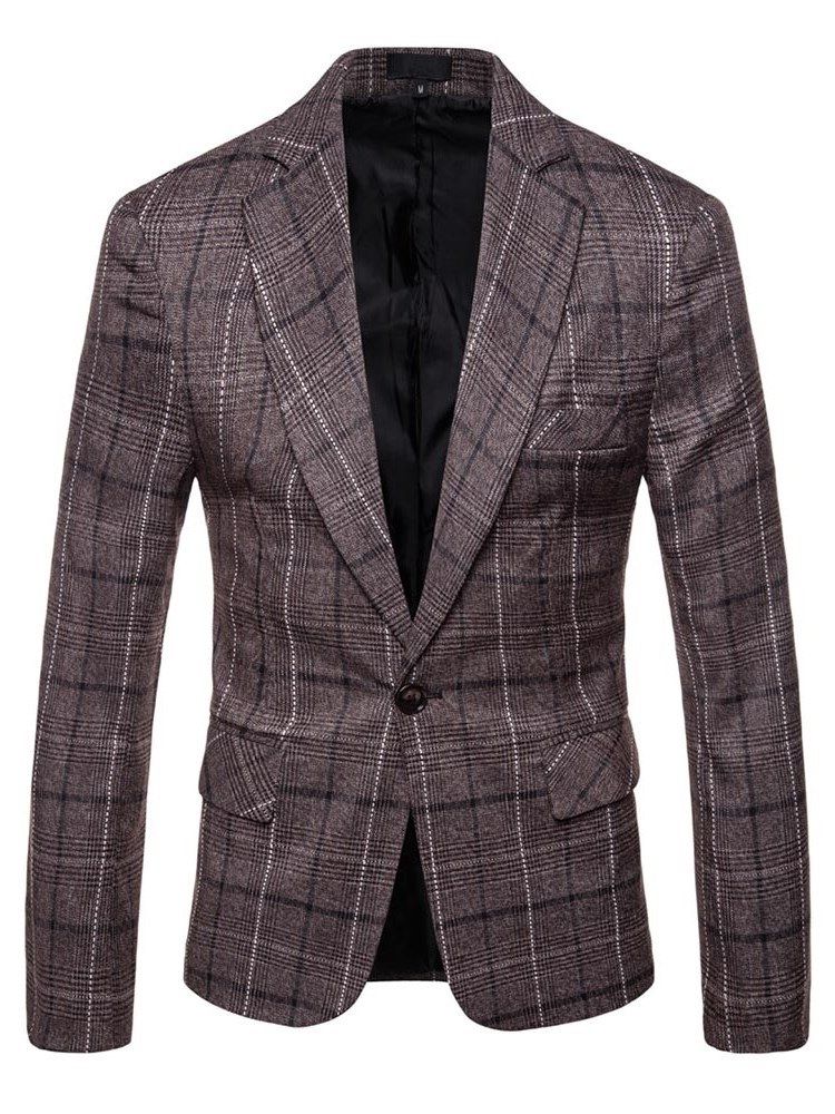 Ericdres Plaid One Button Straight Mens Casual Blazer