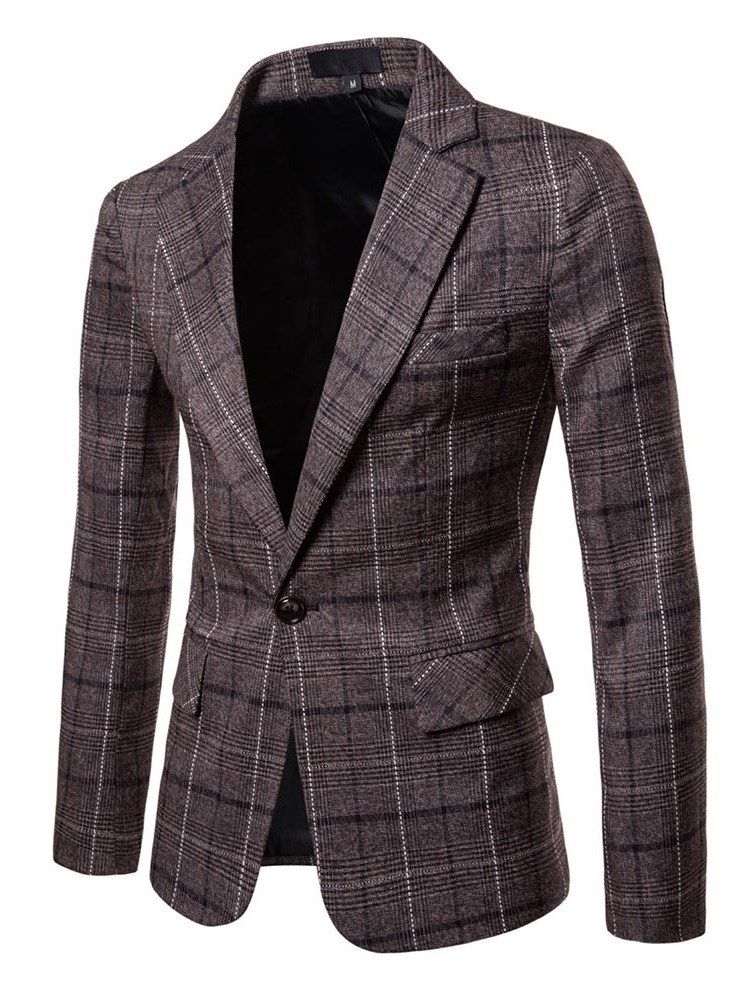 Ericdres Plaid One Button Straight Mens Casual Blazer