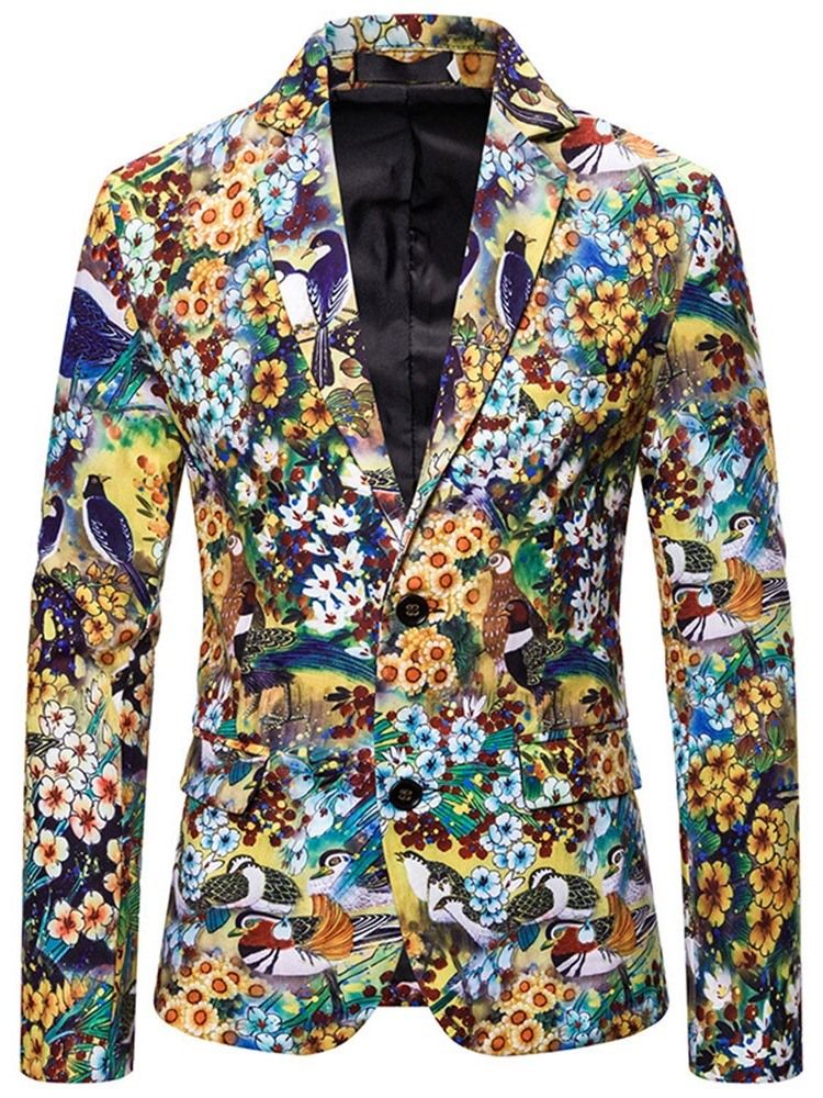 Fashion Notched Lapel Floral Men's Leisure Blazers