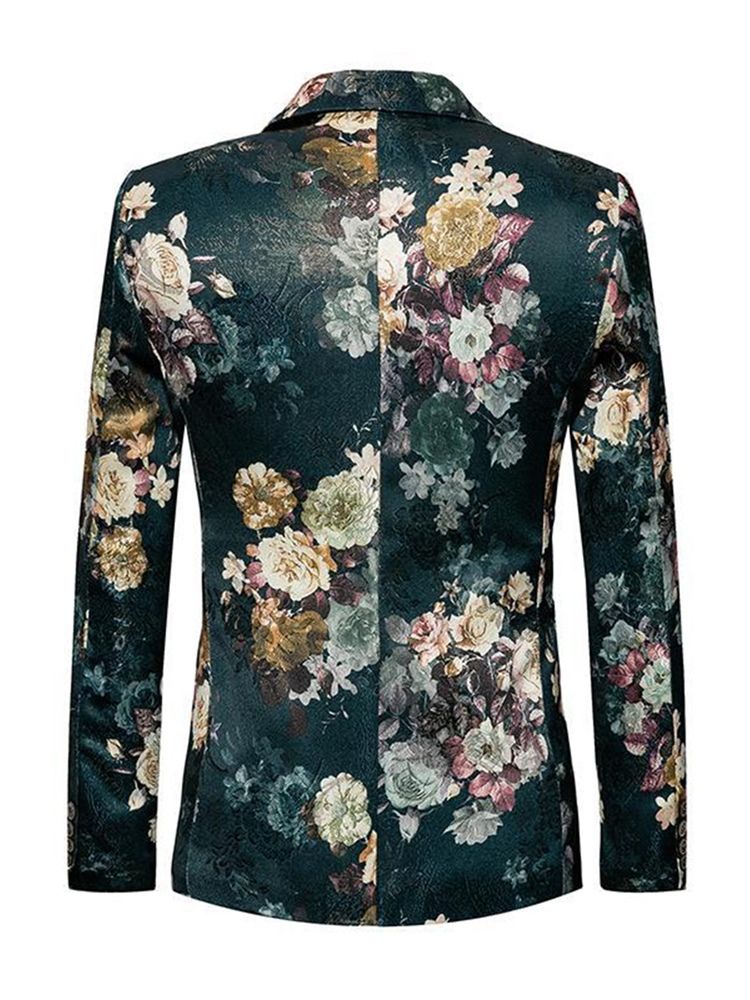 Grön Blommönster I Plusstorlek Slim Fit Blazer För Män