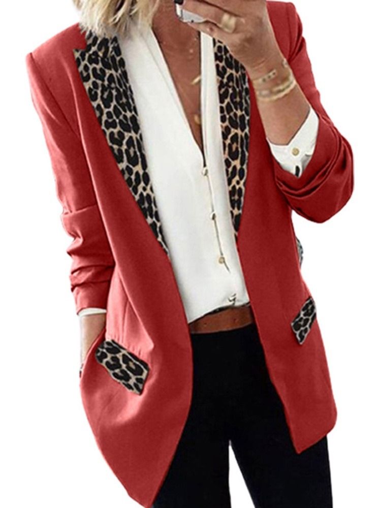 Lapel Leopard Wrapped Fall Mid-length Casual Women's Blazer