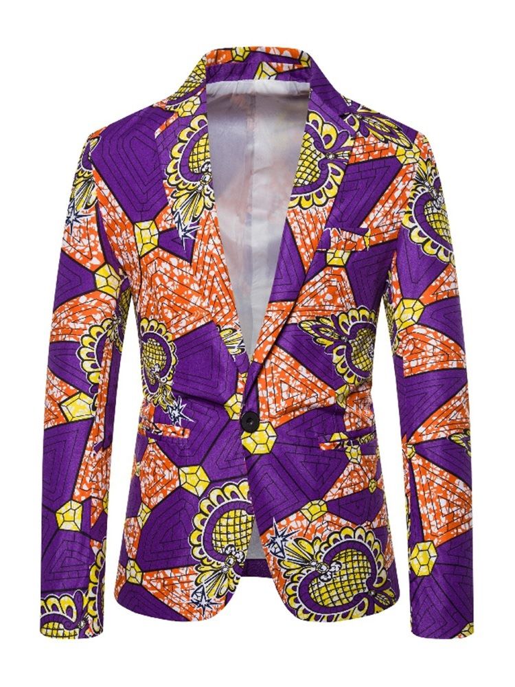 Loose One Button Print Men's Blazer