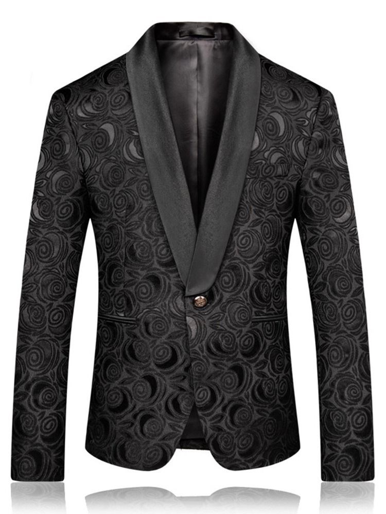 Notched Lapel Button Geometric Men's Leisure Blazer