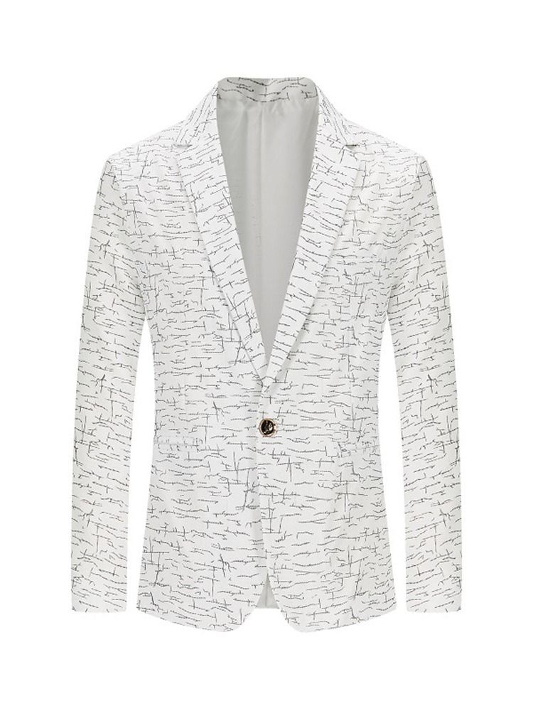 Notched Lapel Print Herr Casual Fritids Blazer