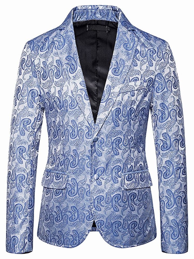 Notched Lapel Print Single-breasted Men's Blazer