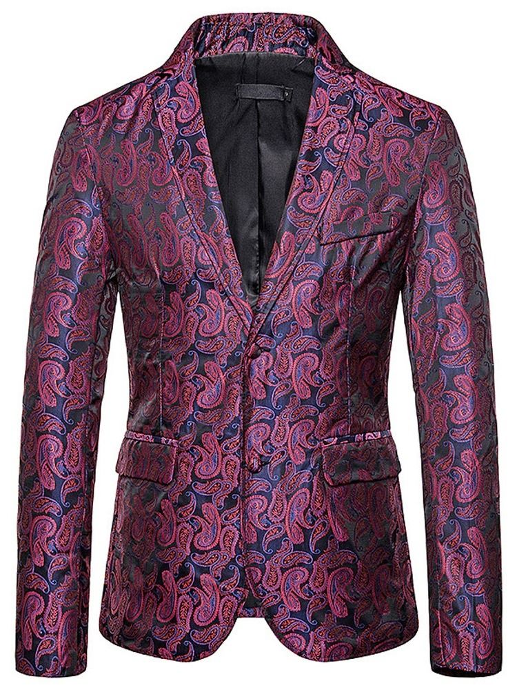 Notched Lapel Print Single-breasted Men's Blazer