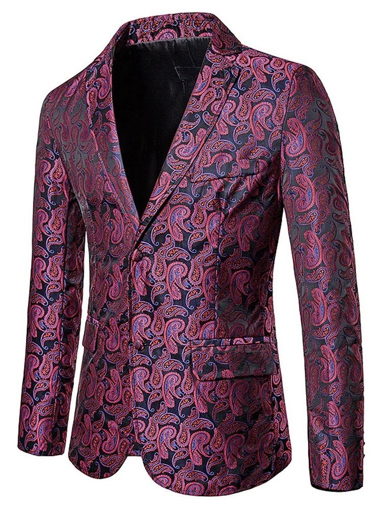 Notched Lapel Print Single-breasted Men's Blazer