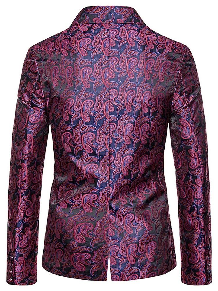 Notched Lapel Print Single-breasted Men's Blazer