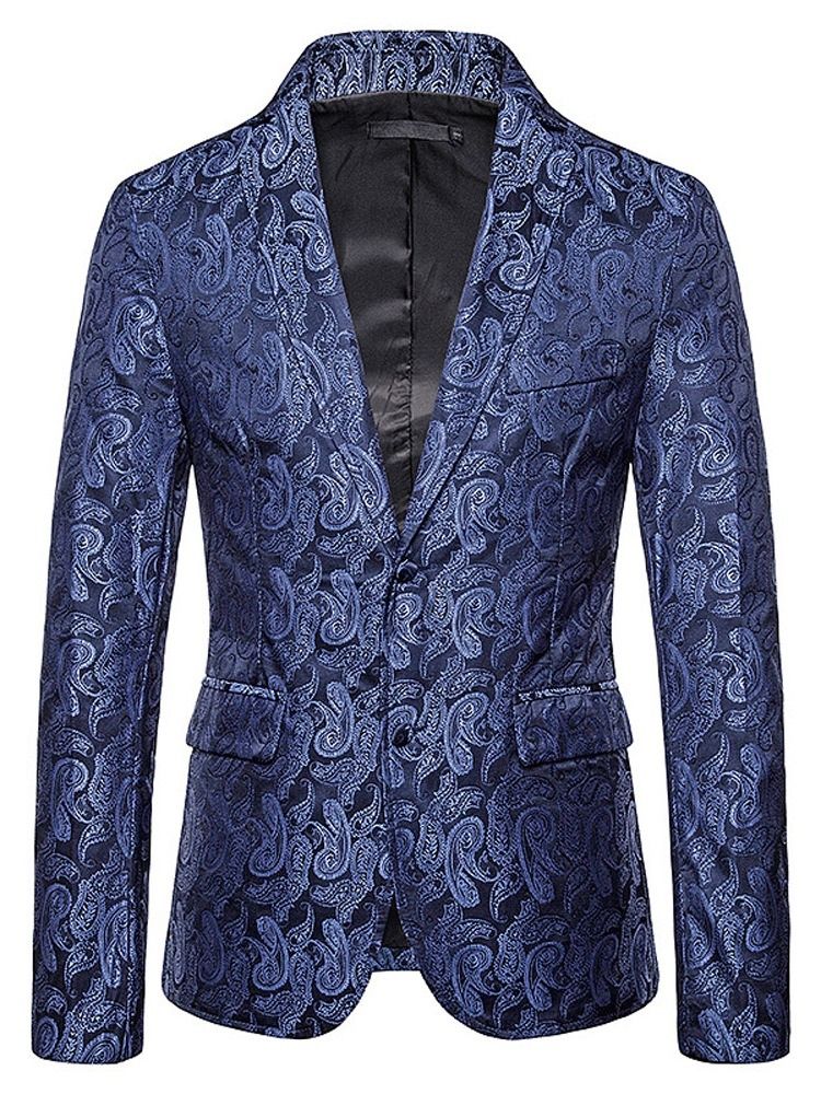 Notched Lapel Print Single-breasted Men's Blazer