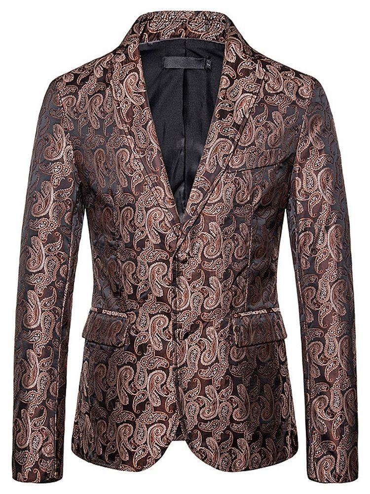 Notched Lapel Print Single-breasted Men's Blazer