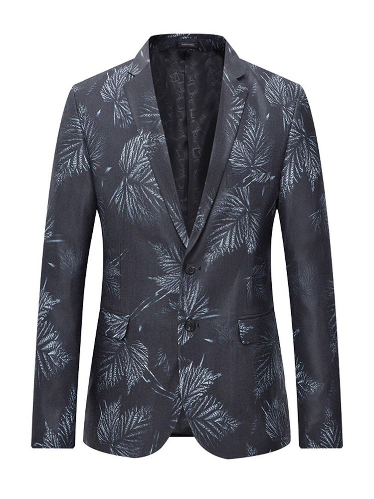 Notched Lapel Print Slim Mens Blazer