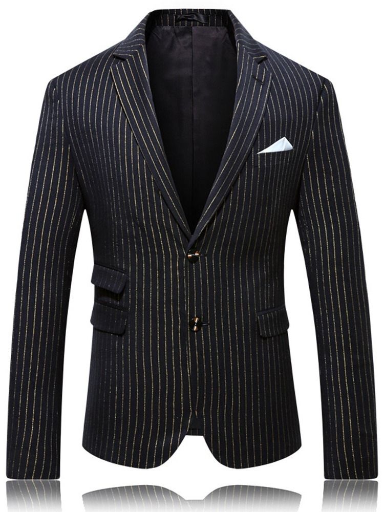 Notched Lapel Slim Color Block Herrjackor För Fritid