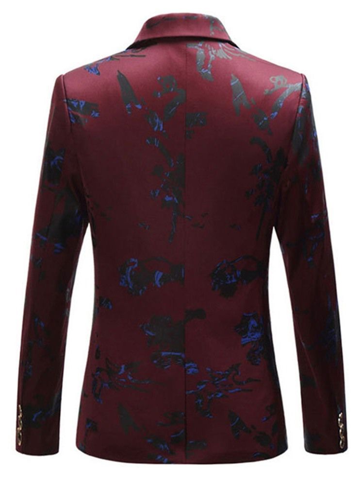 Notched Lapel Slim Print Herr Fritids Blazer