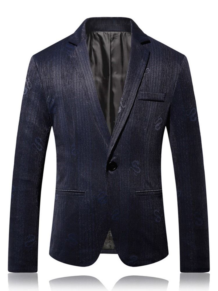 One Button Slim Notched Lapel Men's Blazer För Fritid