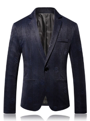 One Button Slim Notched Lapel Men's Blazer För Fritid