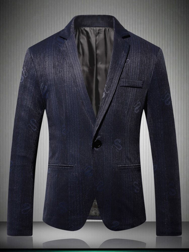 One Button Slim Notched Lapel Men's Blazer För Fritid