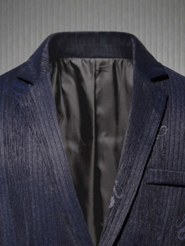 One Button Slim Notched Lapel Men's Blazer För Fritid