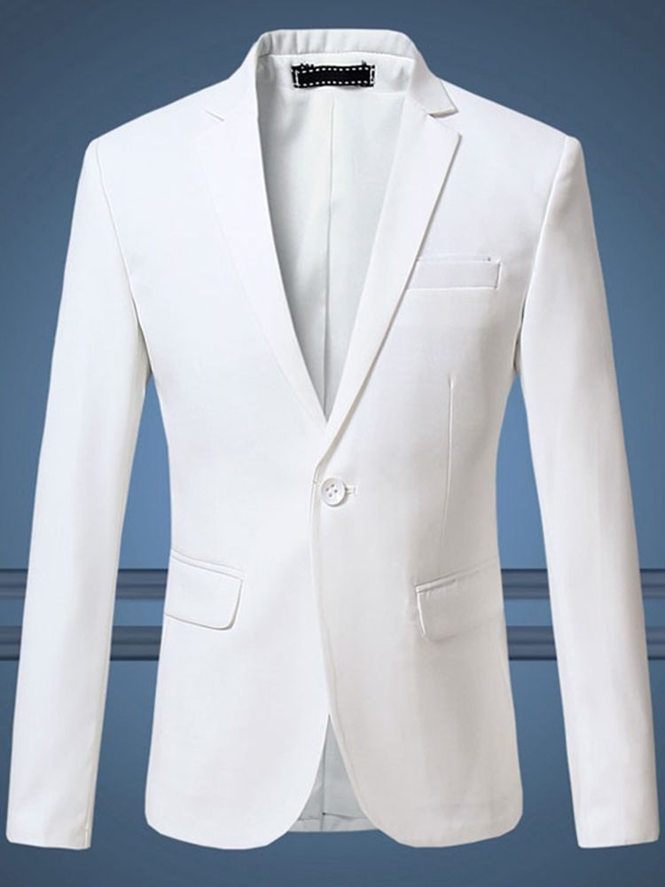 Plain Plus Size One Button Notched Lapel Mens Blazer