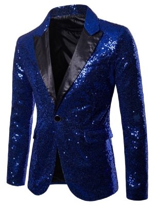 Plain Sequins Notched Lapel Mens Smoking Party Blazer Costume