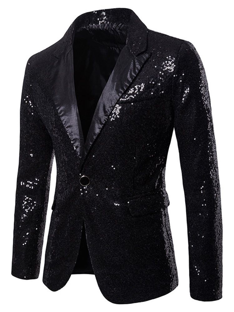 Plain Sequins Notched Lapel Mens Smoking Party Blazer Costume