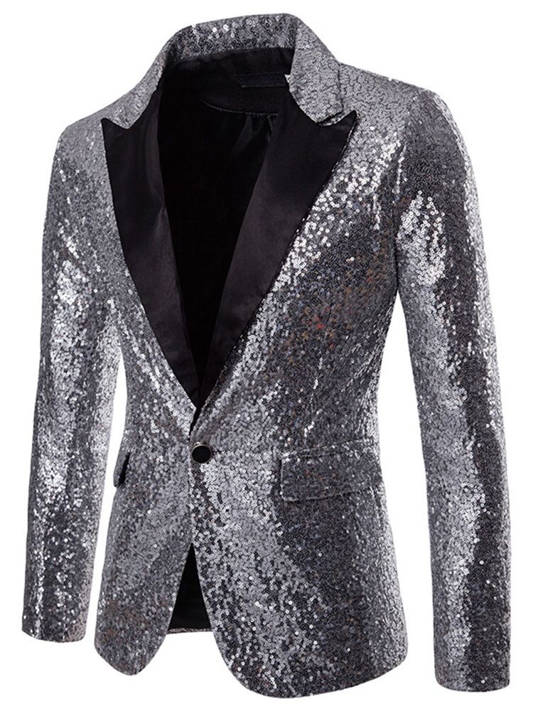 Plain Sequins Notched Lapel Mens Smoking Party Blazer Costume